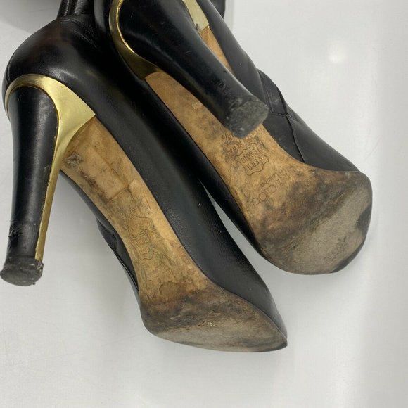 JIMMY CHOO Black Leather Knee high boots 7.5 - Picture 10 of 12